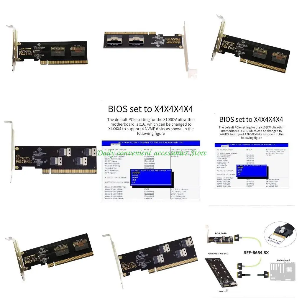 

97QB PCIE X16 до SFF8654 4i 8i Адаптер полувы высоты 2/4 Расширение аппаратного оборудования