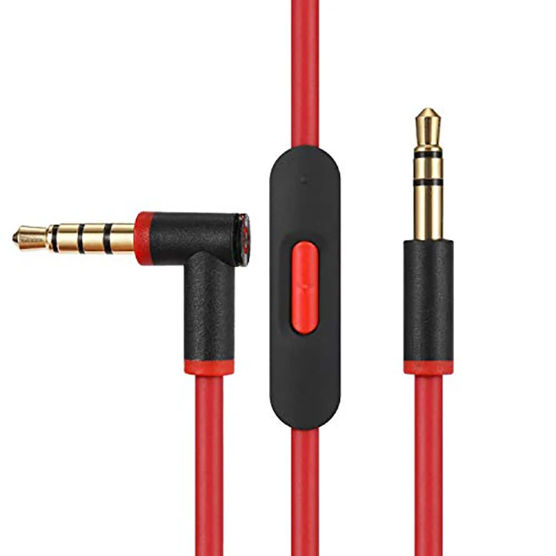 Replacement Audio Cable with in Line Mic Control for Beats By Dr Dre Headphone Solo/Studio/Pro/Detox/Wireless Black+red