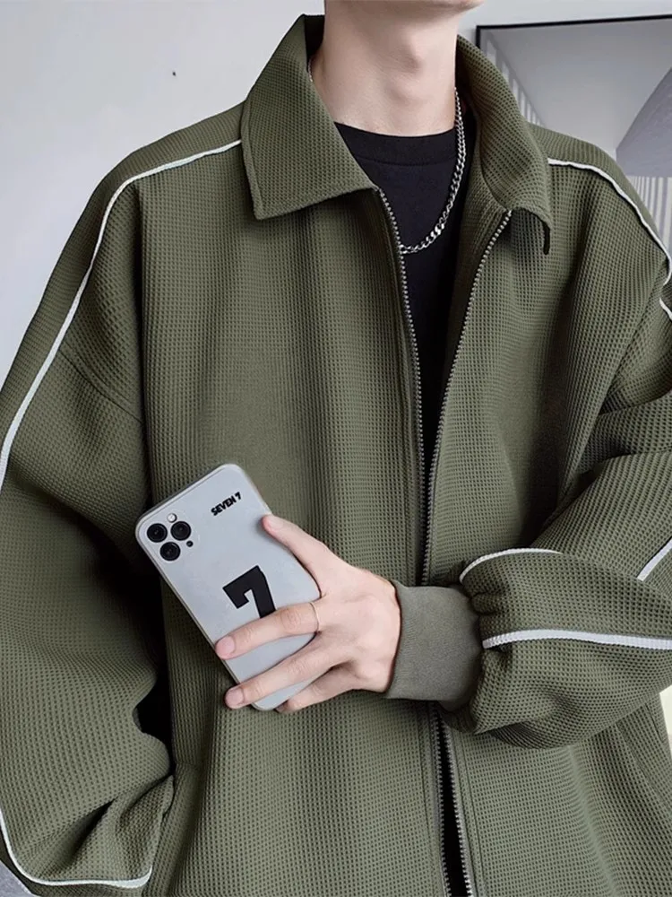 

Harajuku Sle Men's Sport Jaet Spring 2025 New American Retro Windbreaker Polyester Fiber Long Sve Zipper Closure Casua...