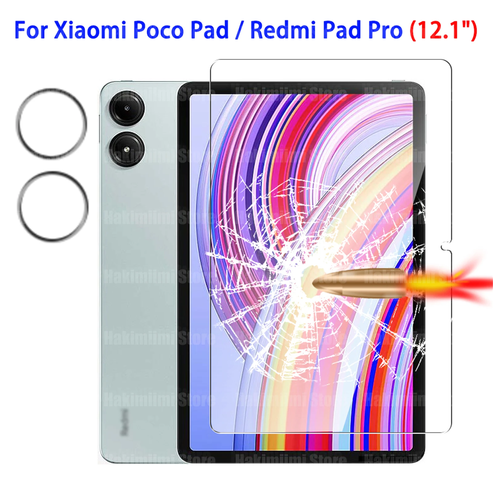 

For Redmi Pad Pro 12.1 inch Screen Protector 2024 HD Anti-Scratch Anti-Fall Rear Camera Protector Glass Film for Xiaomi Poco Pad