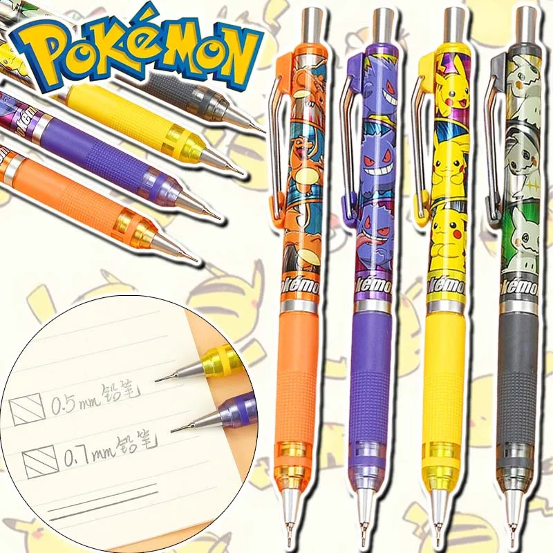 Pokemon Pikachu Mechanical Pencil Set 0.5/0.7 Mm Metal Art Drawing Painting Automatic Pencil with Leads Office School Supply New