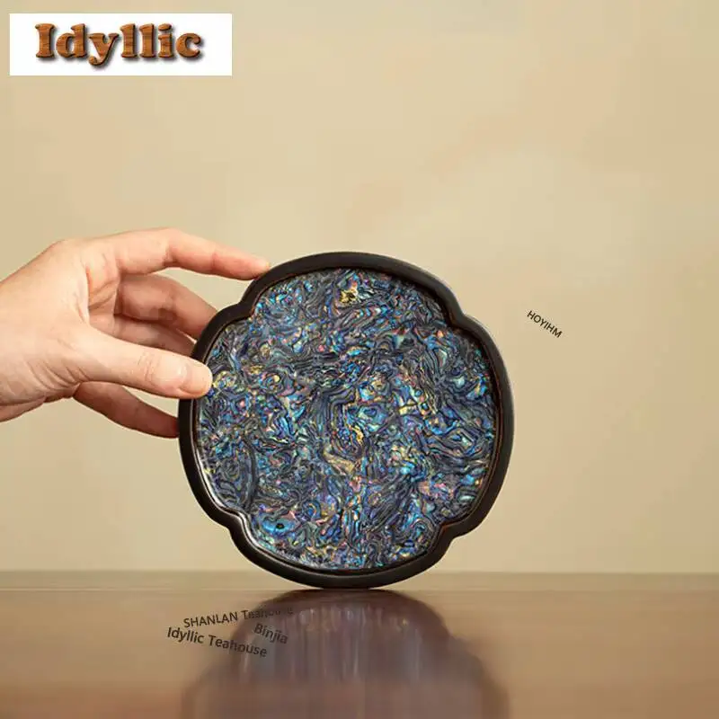 Mother-of-pearl Streamer Begonia Coasters Zen Non-slip Coasters For Coffee Cups Saucer Heat Insulation Placemats Teacup Base Set