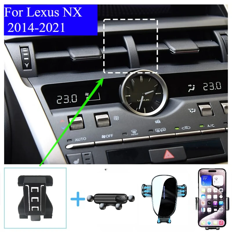 

Car Phone Holder Accessories For Lexus NX 200 300 2014-2019 2020 2021 Wireless Charging Bracket Base Gravity Stand Phone Mount