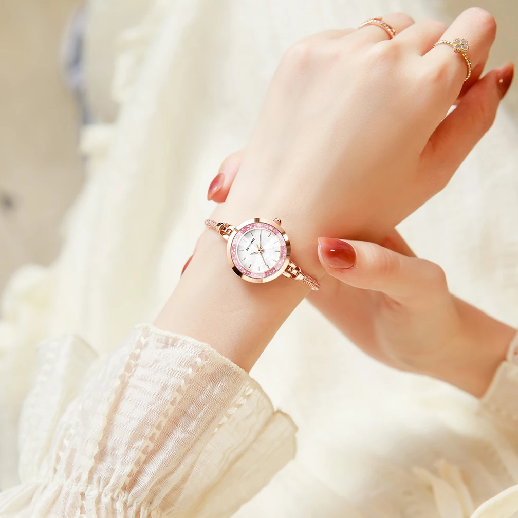 REBIRTH Waterproof Women's Watch Diamond Style Bracelet Stretchable Strap Original Watch