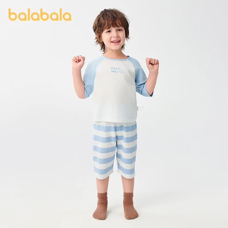 

Balabala Pajama Set Kids Boys and Girls Cotton Lightweight Spring Summer Sleepwear and Loungewear for Toddlers and Teens