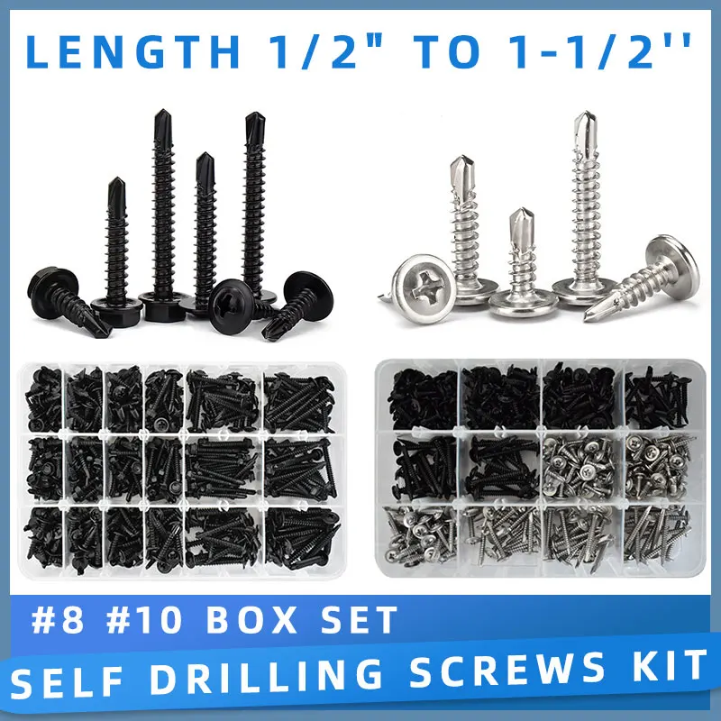 

M4.2 M4.8 Self Tapping Wood Screws Set Phillips Flat Head Sheet Metal 304 410 Stainless Steel Self Drilling Screw Assortment Kit