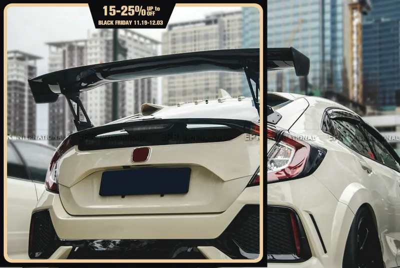 

Для Honda Civic FK7 FK8 VTX2 стиль волоконное стекло Неокрашенный гоночный автомобиль задний Багажник крыло GT Спойлер детали