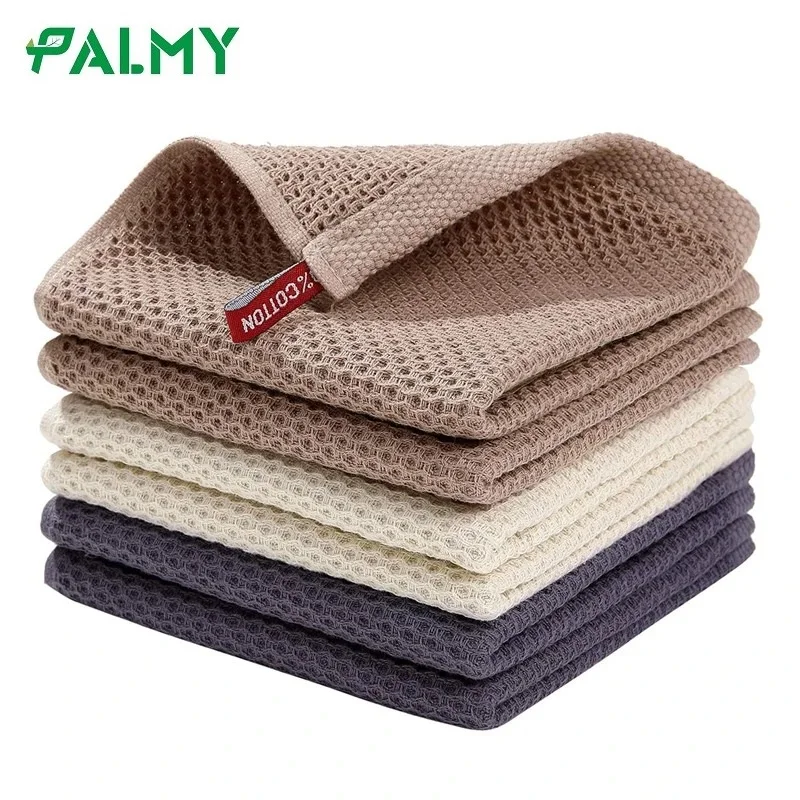 Cotton Towel Soft Absorbent Dishcloth Kitchen Dish Rags Honeycomb Breathable Face Wash Towel Household Cleaning Cloth Wash Cloth