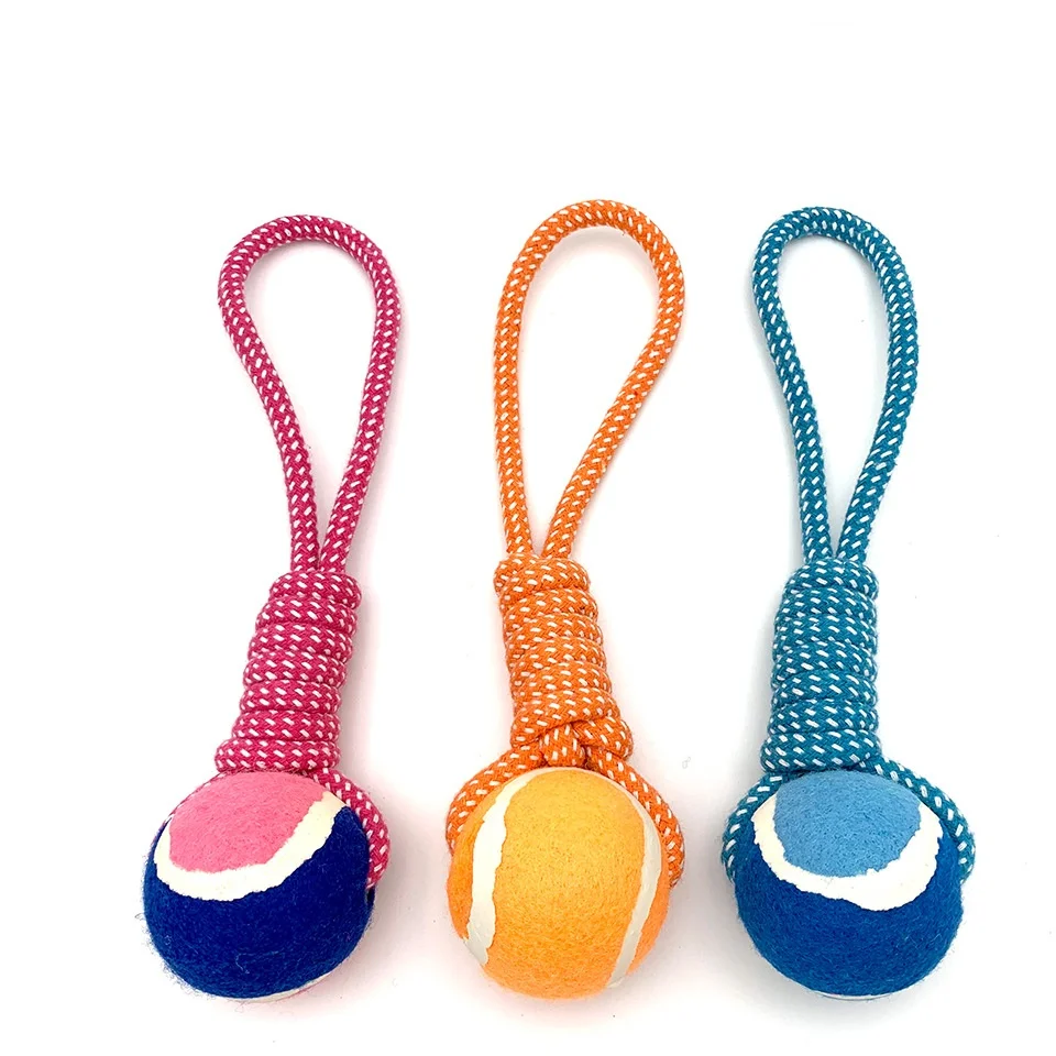 

Cotton Puppy Teething Chew Tug Aggressive Chewers Dog Rope Ball Toy for Training and Playtime Interactive Pet Movement Toy