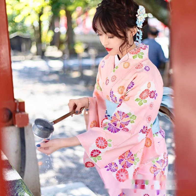 Girls kimono women photo dress formal dress Traditional retro style modified dress Japanese camellia kimono