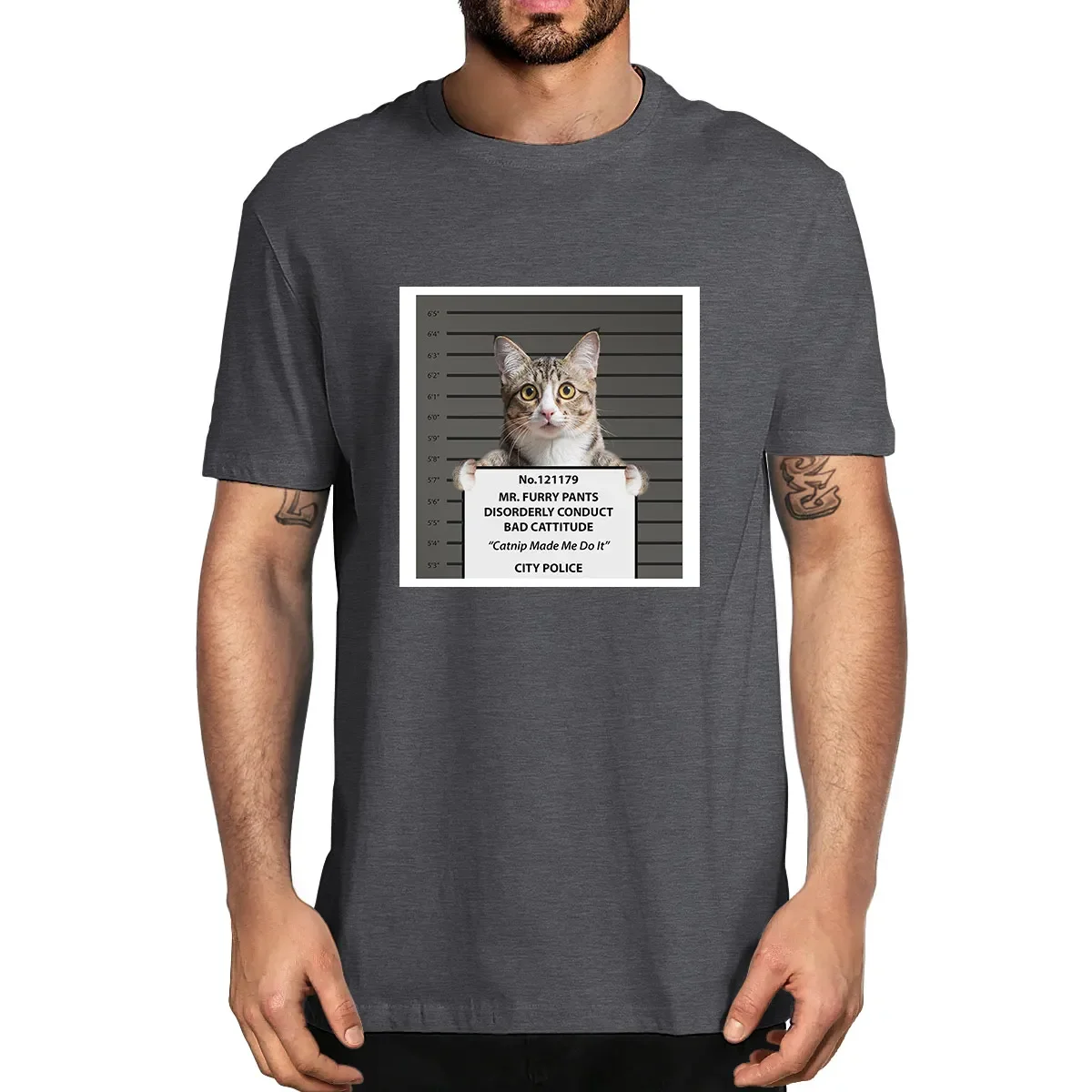 Funny Cat No. 121179 Mr. Furry Pants Disorderly Conduct Bad Cattitude  Catnip Made Me Do It City Men Cotton T-Shirt