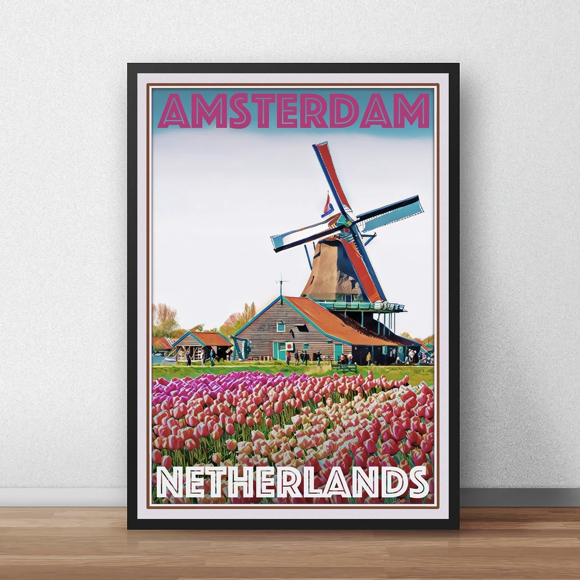 Amsterdam Netherlands Vintage Style Travel Poster Canvas Art Print Home Decoration Wall Painting ( No Frame )