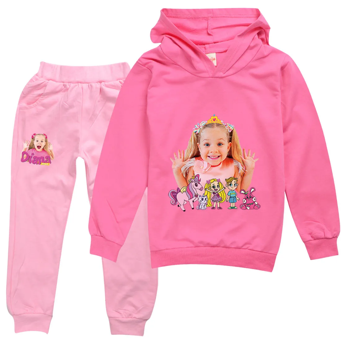 Diana and Roma Costume Kids Pullover Sweatshirts+Pants 2pcs Sets Boys Cartoon Tracksuit Children Clothing Girls Outfits