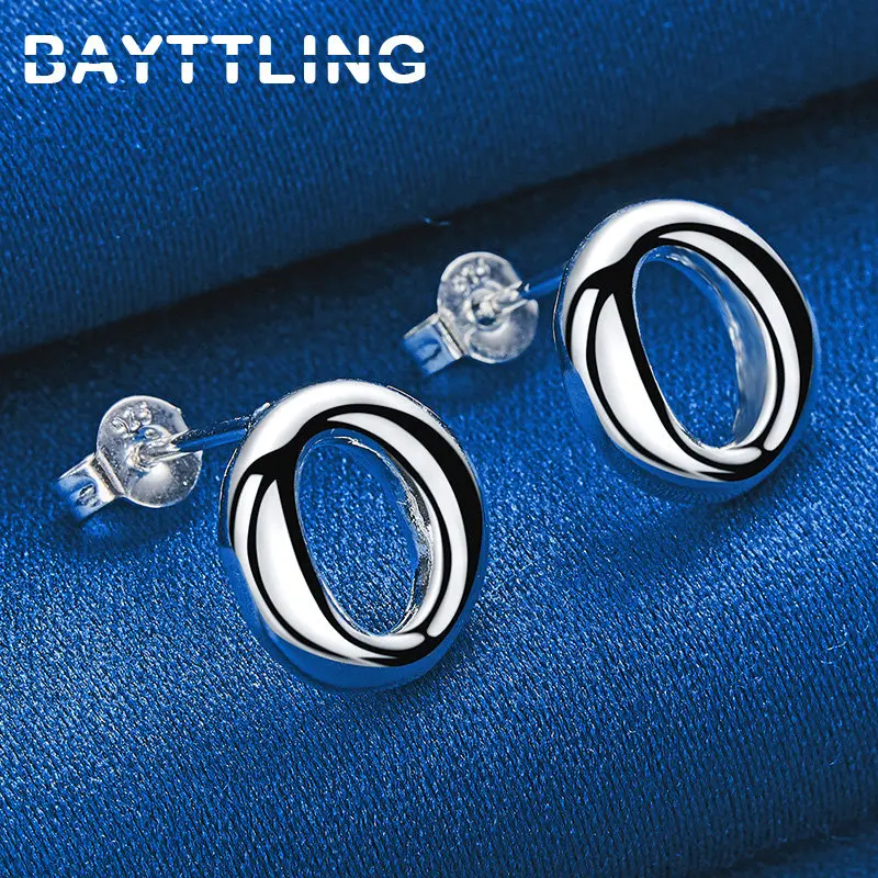 BAYTTLING Original 925 Sterling Silver O Stud Earrings For Women Fashion Charm Party Favors Jewelry Wedding Earrings