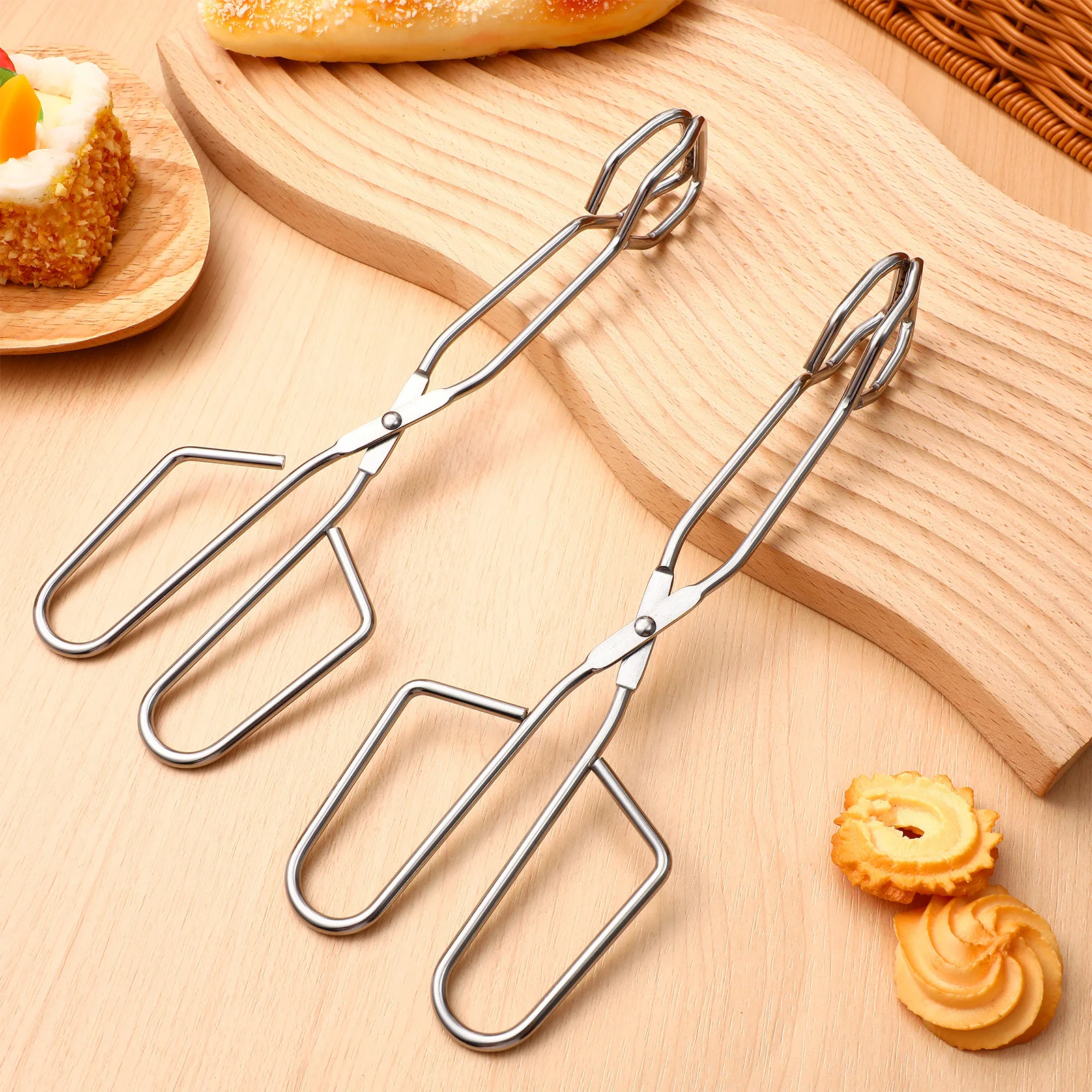 

2Pcs Electroplated Food Tongs Ergonomic Design Barbecue Clip Set Lightweight Easy Handle for Cooking Grilling Outdoor Food