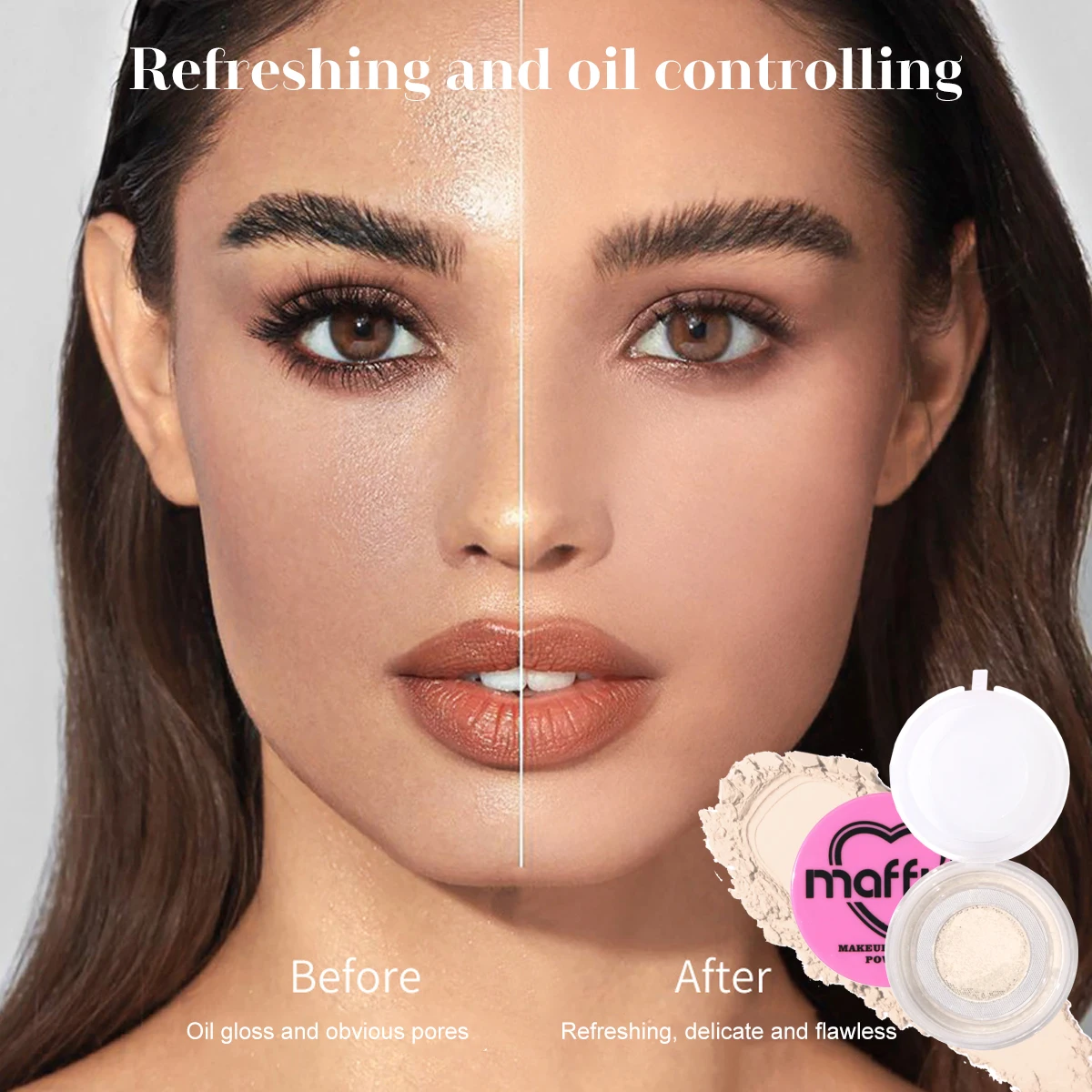 MAFFICK Face Powder Oil-control 24 Hours SPF 30 PA+++ Long Lasting Waterproof Matte Face Makeup Cosmetic Setting Compact Powder