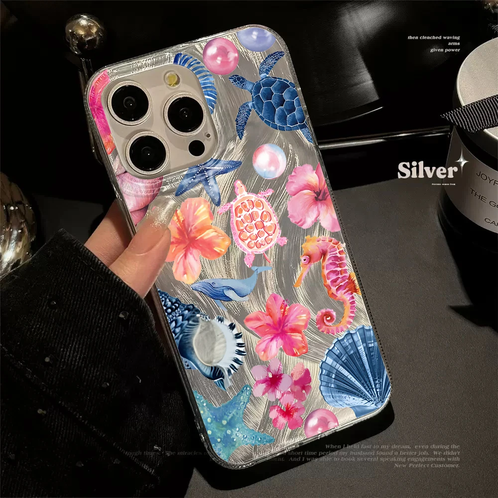 Funda con diseño de vida marina divertida para Xiaomi 15 Xiaomi 15T, de tela de plumas, suave, protectora de TPU plateado