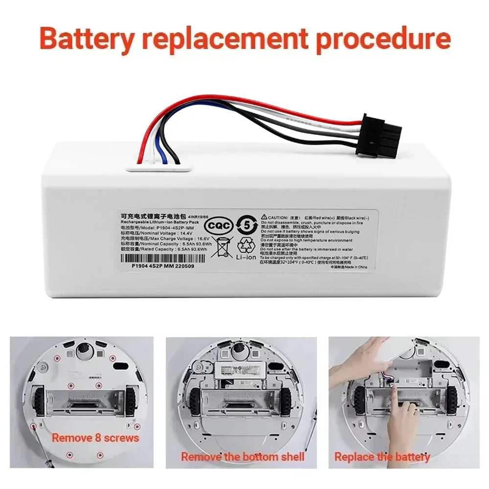 Original P1904-4S2P-MM 14.4V 12800mAH Battery For Xiaomi Mijia 1C STYTJ01ZHM Robot Vacuum Mop Cleaner Accessories Parts original