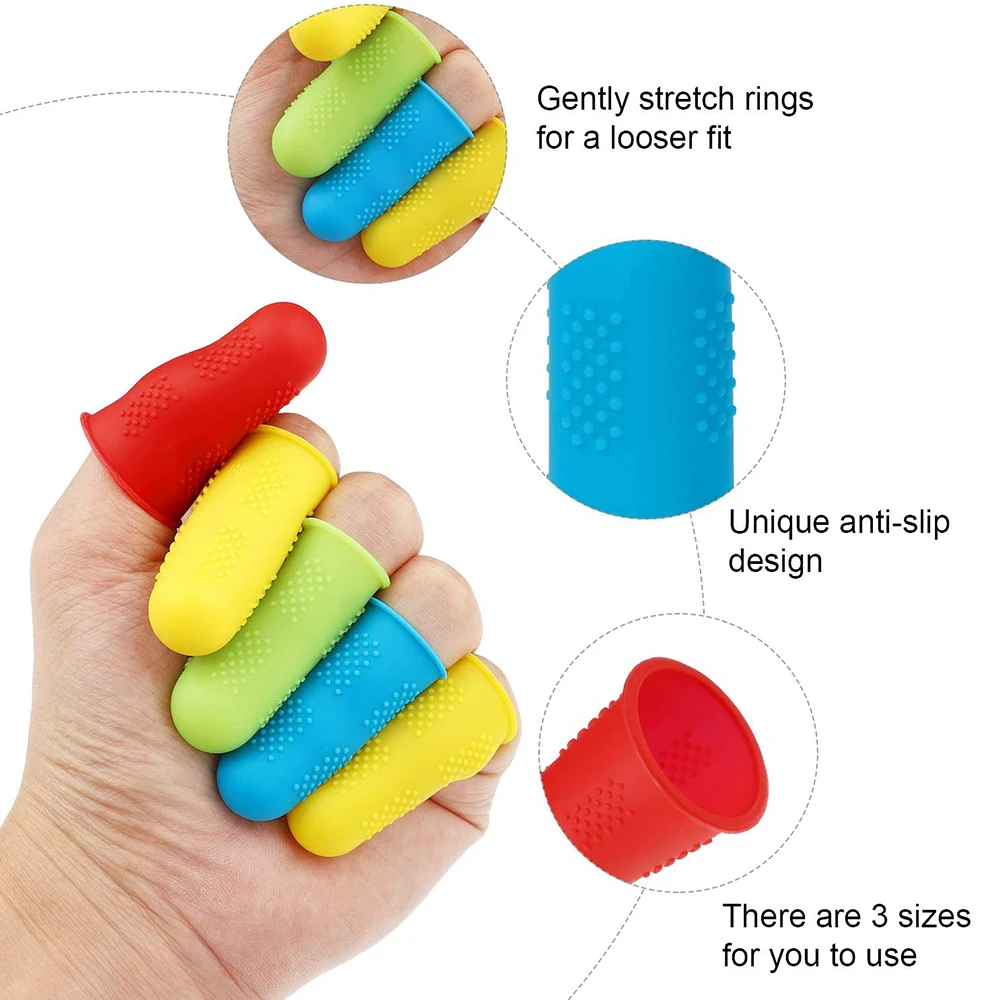 16Pcs Rubber Finger Tips Silicone Finger Cover Pads for Quilting Embroidery Knitting Finger Protectors Sewing Thimble Supplies