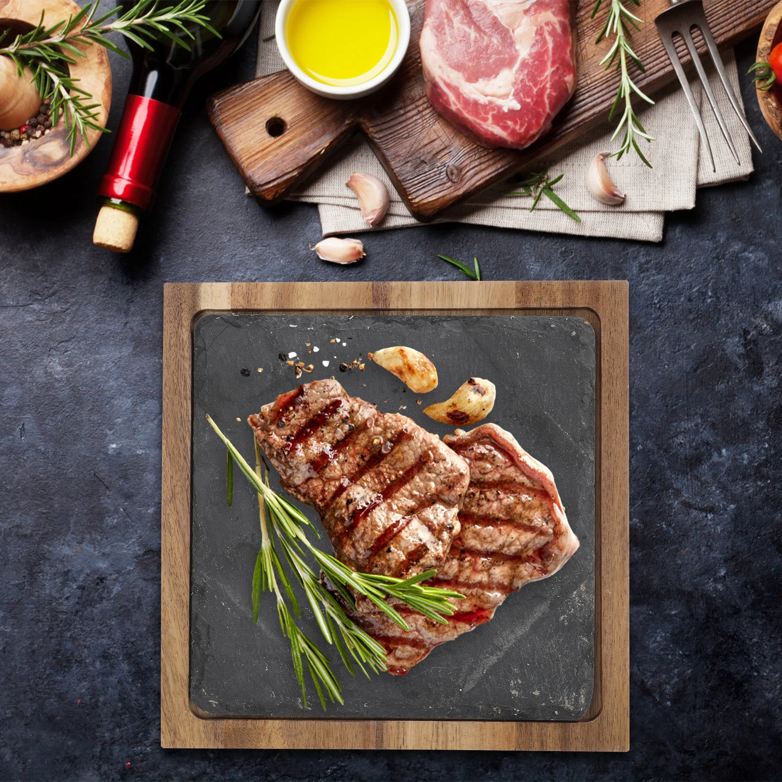 

1Set Japanese Food Tray Premium Wood Multi-Function Steak Sushi Salad Plate Household Restaurant Pizza Serving Display