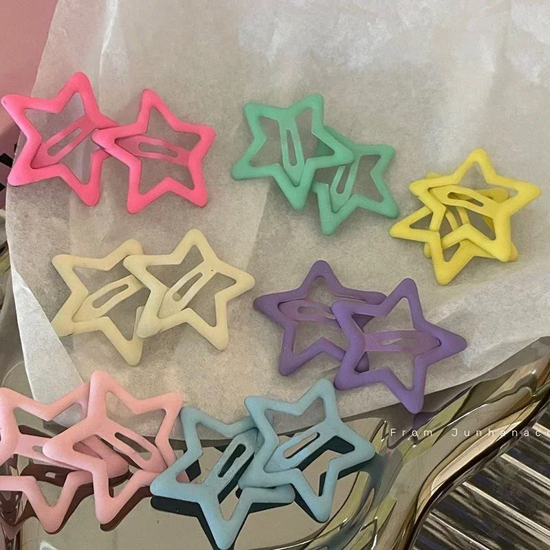 20/10Pcs For Kids Y2K BB Star Clips Girls Solid Color Headwear Alloy Barrettes Cute Glitter Hair Clips Hairpins Hair Accessories