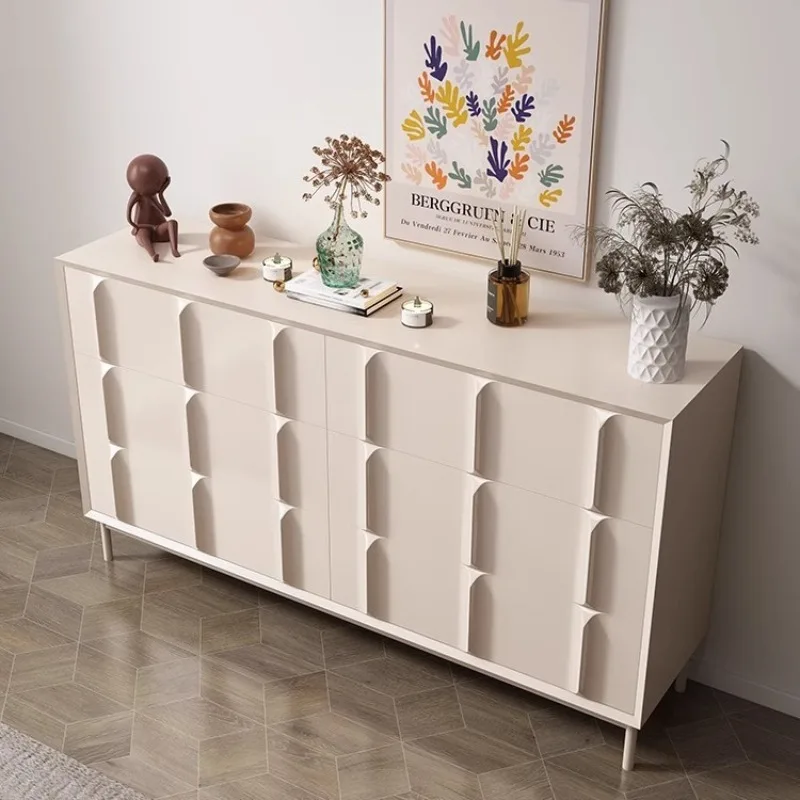 خزانة جانبية لتناول الطعام من الخشب الصلب الفرنسي على الطراز الكريمي، خزانة بسيطة وحديثة، خزانة شاي لغرفة المعيشة وغرفة النوم #3