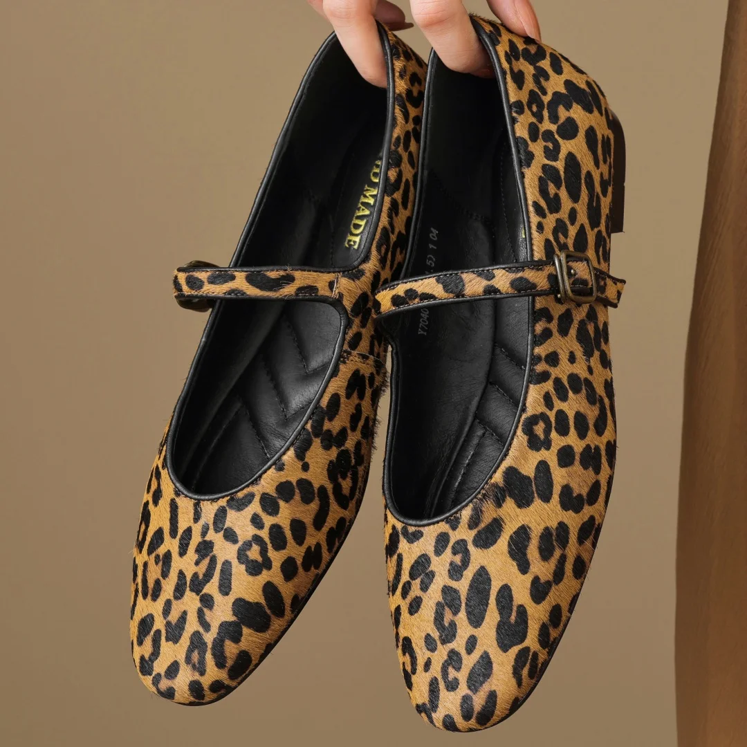 plus-size-34-43women's-leopard-horsehair-metal-buckle-slip-on-mary-jane-ballet-flats-high-quality-soft-comfortable-ballerinas