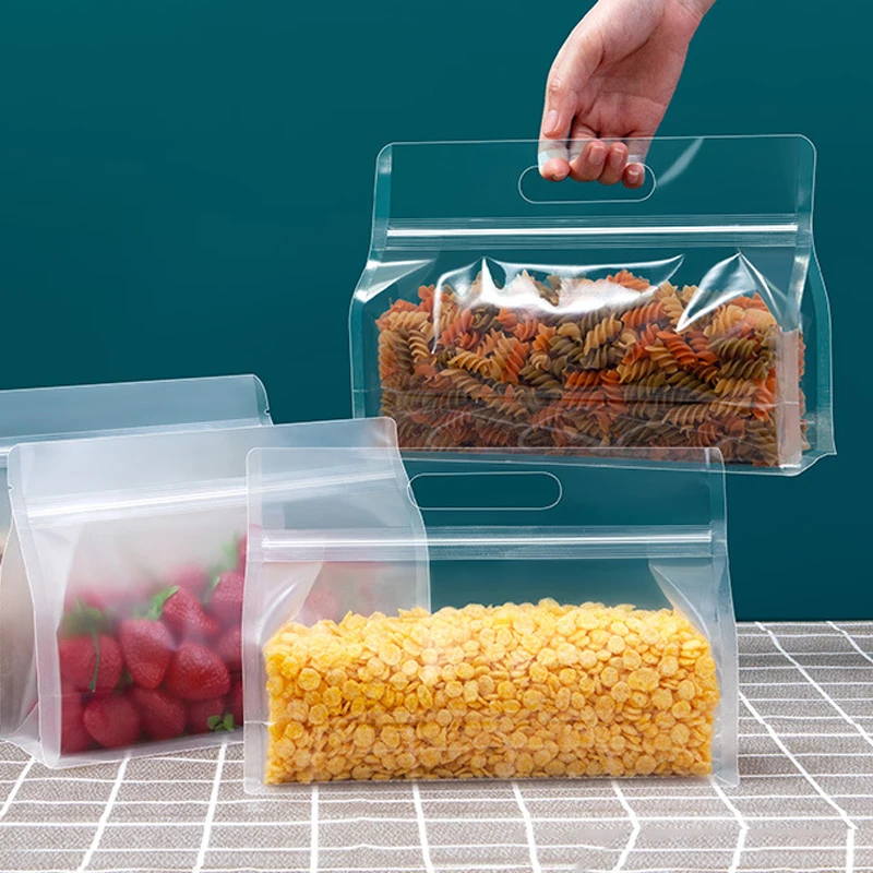 Thickened Frosted Transparent Self-Supporting Bag Candy Flower Tea Rice Zip-Lock Bag Cat Food Bait Eight Edge Sealing Bag 1PC