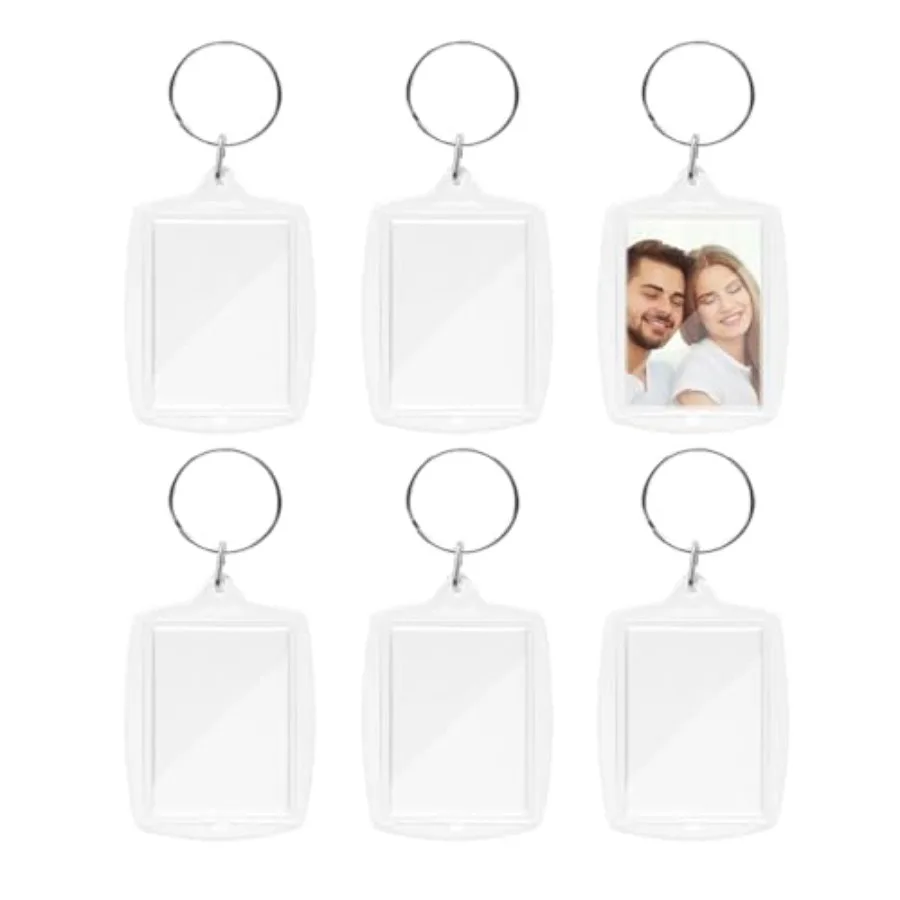 

6pcs Clear Double Sided Blank Picture Keychain Acrylic Photo Frame Keyrings Personalised Photo Key Fob Holder with Split Ring f