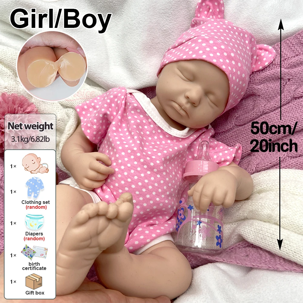 20 Zoll Vollsilikon Reborn Baby Mädchen/Junge Loulou Kann Schnuller Verwenden Blanko Flexible Puppe für Künstler Thanksgiving-Geschenk