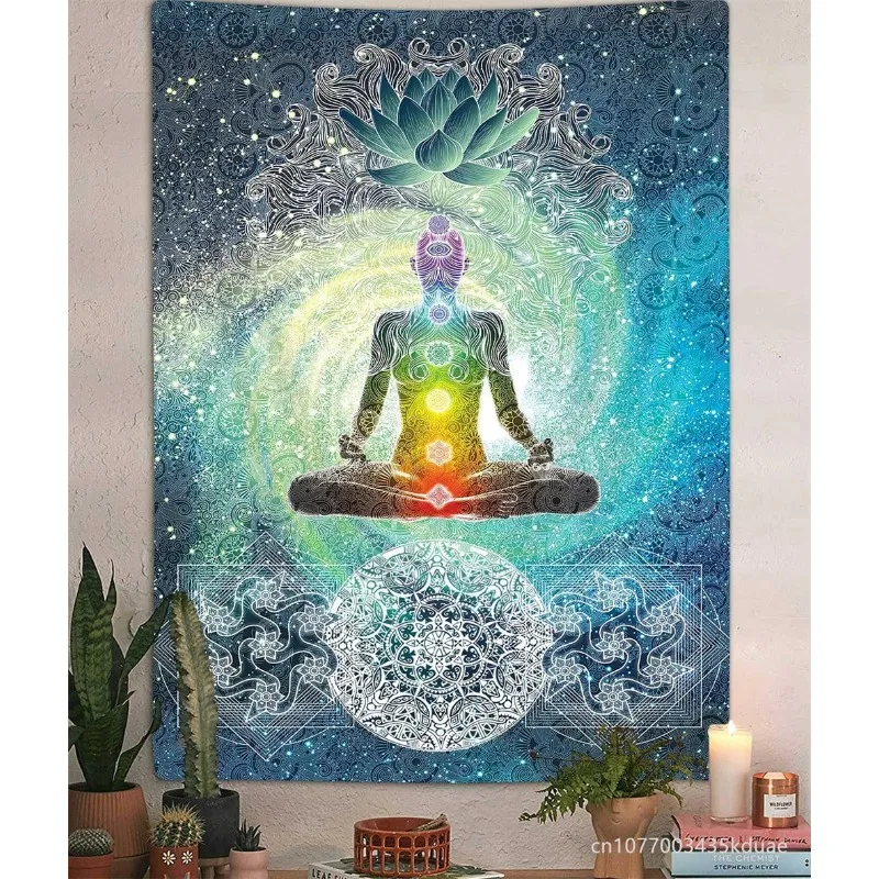 

Lotus Seven Chakra Tapestry Wall Hanging Yoga Meditation Home Decoration Bedroom Dorm Background Cloth Banner Room Decor