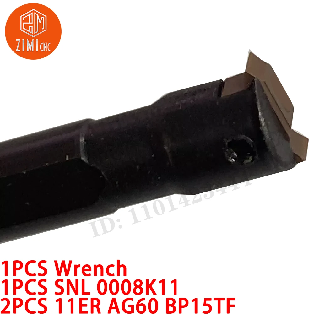 1PC SNL 0008K11 8mm Draaddraaigereedschaphouder + 2PC 11ER AG60 BP15TF Schroefdraadcarbide inzetstukken CNC metaal mechanisch snijgereedschap