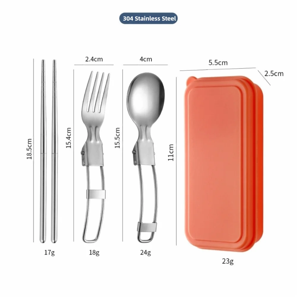 304 Stainless Steel Folding Spoon Folding Fork Chopsticks Set Camping Spoon Flatware Foldable Spoon Picnic Utensil view 6