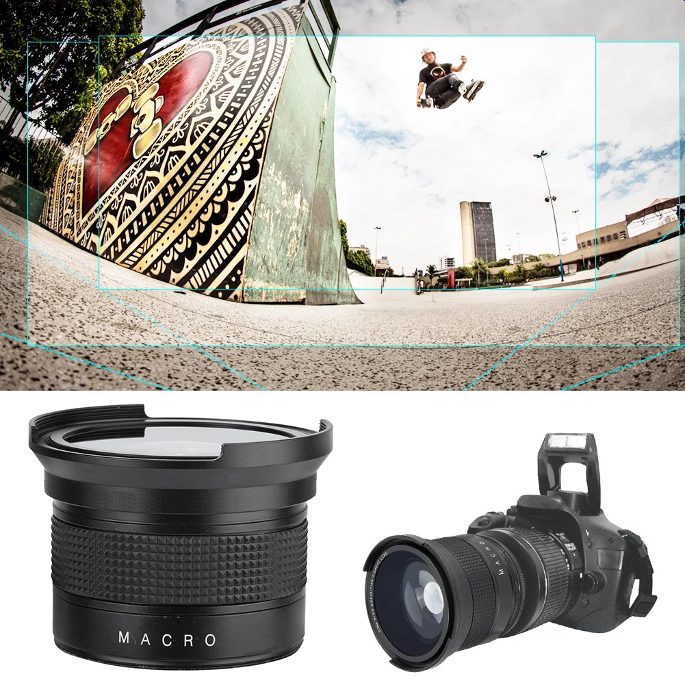 58MM 0.35X Fisheye Super Wide Angle Lens for SLR DSLR Camera Black 58MM Fisheye Lens Fisheye Wide Angle Lens Camera Fisheye Lens