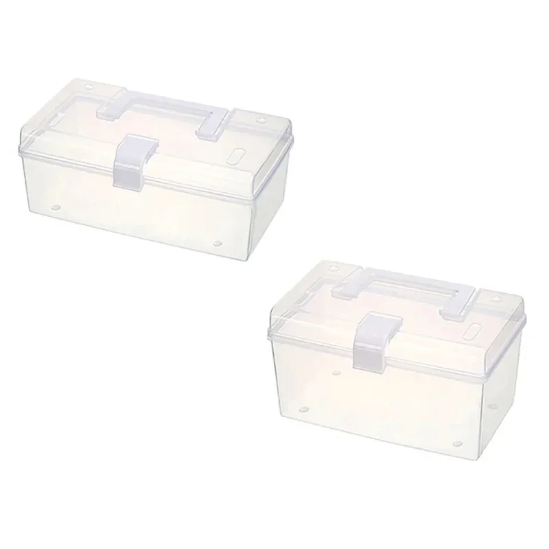 

Household Transparent Storage Box Desktop Plastic Organizer Portable Storage Box Dustproof Sealed Large Capacity Box