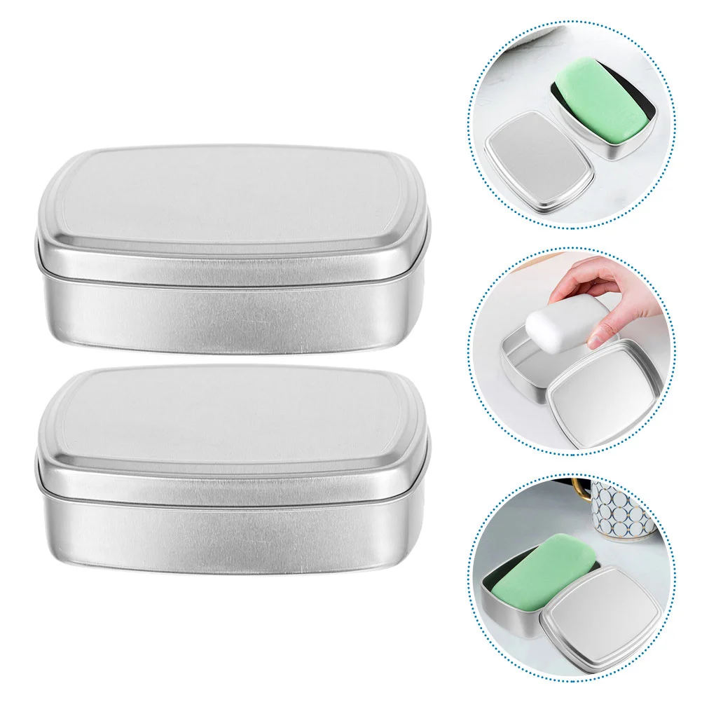 

2 Pcs Aluminum Soap Dish Storage Cans Coffee with Cover Hand Container Travel Case