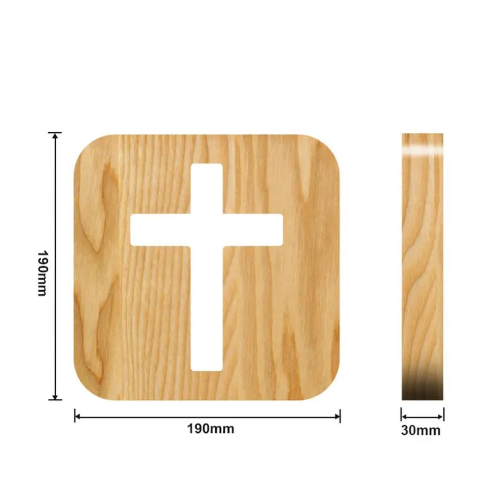 Lampada da tavolo decorazione della casa regalo Desktop 3D croce in legno USB LED Night Light