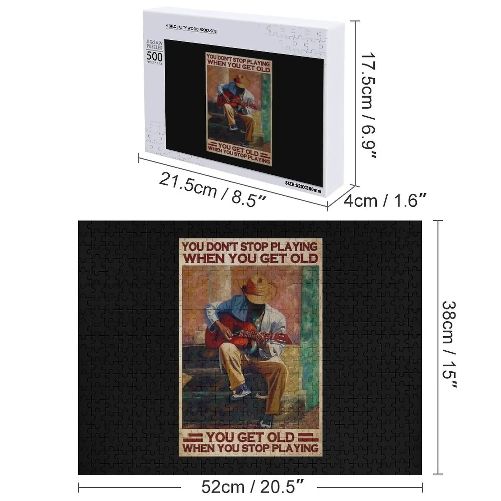 기타 연주자 그림 - 당신이 늙을 때까지 연주를 멈추지 않습니다 맞춤형 이름 나무 퍼즐 어린이용 맞춤형 퍼즐