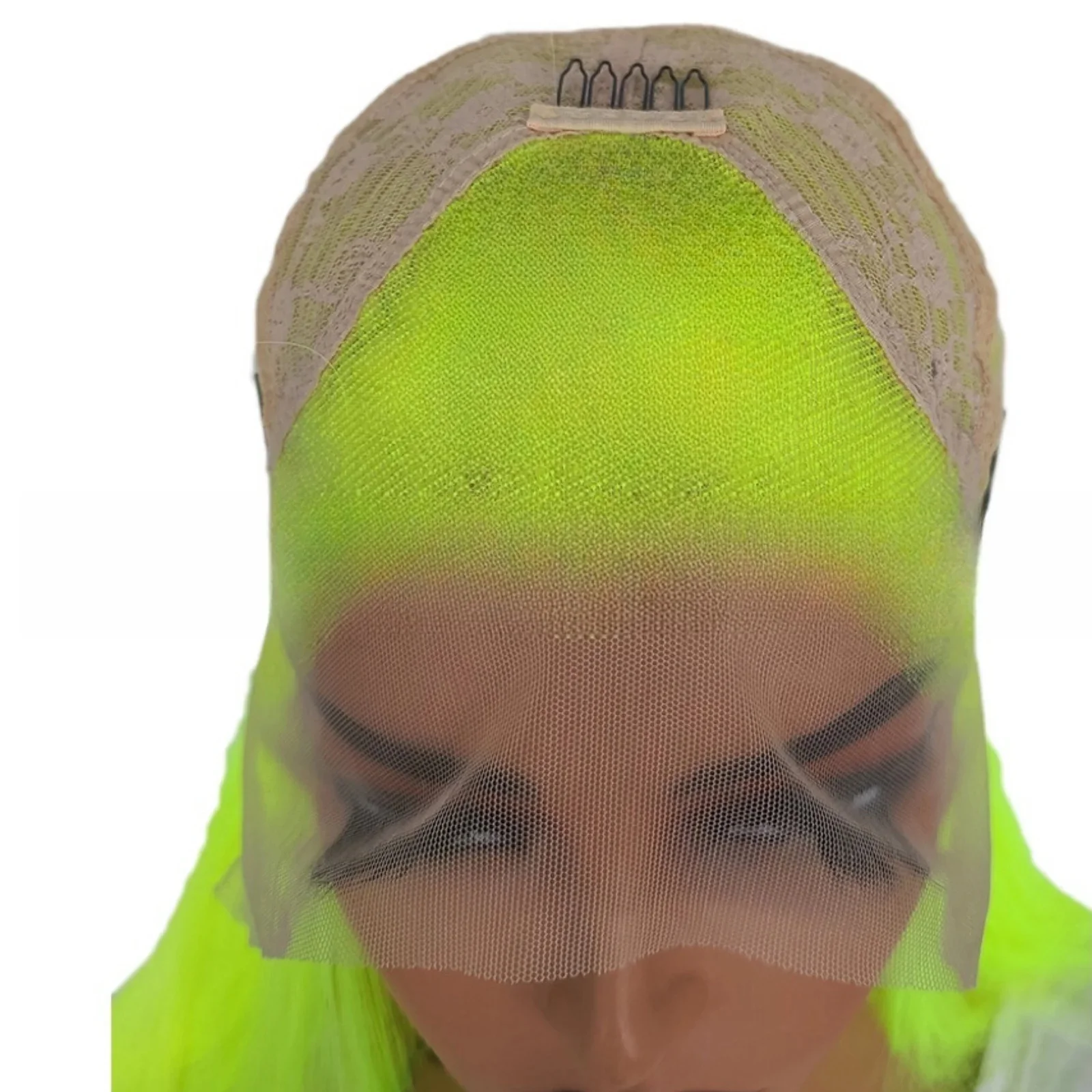 13X4 Neon Green Wig Straight Synthetic Lace Front Wig Long Silky Fluorescent Yellow Colored Hair Frontal Wigs for Women Party