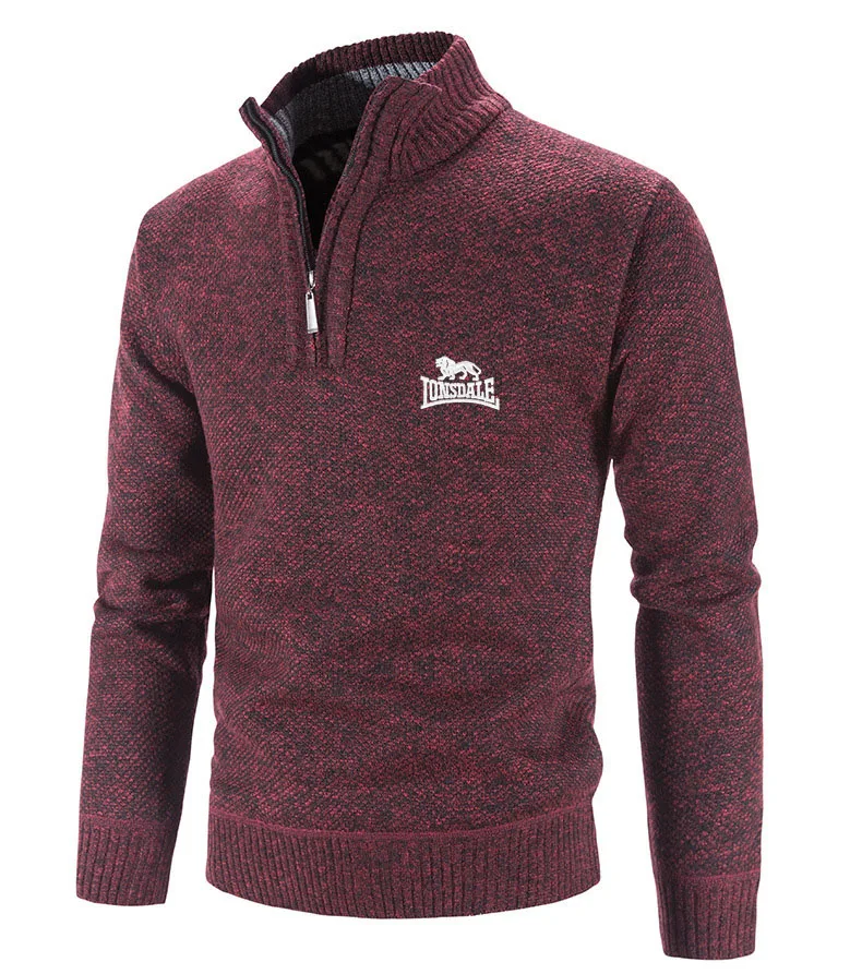 LONSDALE Otoño/Invierno bordado tejidos nuevos suéter de cuello alto para hombres jersey de media cremallera engrosado Otoño/Invierno