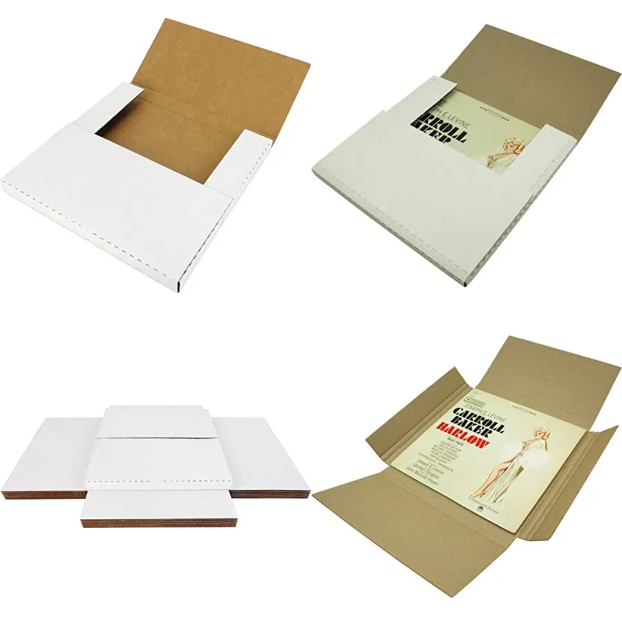 

25 White Vinyl Record LP Shipping Mailer Boxes - Holds 1 to 3 12" Records - Adjustable Height - STRONG 32 ECT Cardboard #12BC01