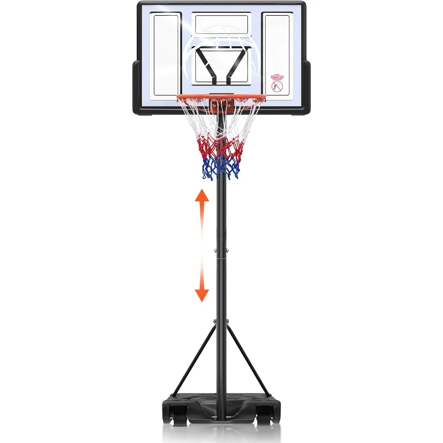 Obras de aro de baloncesto portátiles Portería de aro de baloncesto ajustable en altura con base archivable en el tablero posterior y baloncesto de piscina de 2 ruedas