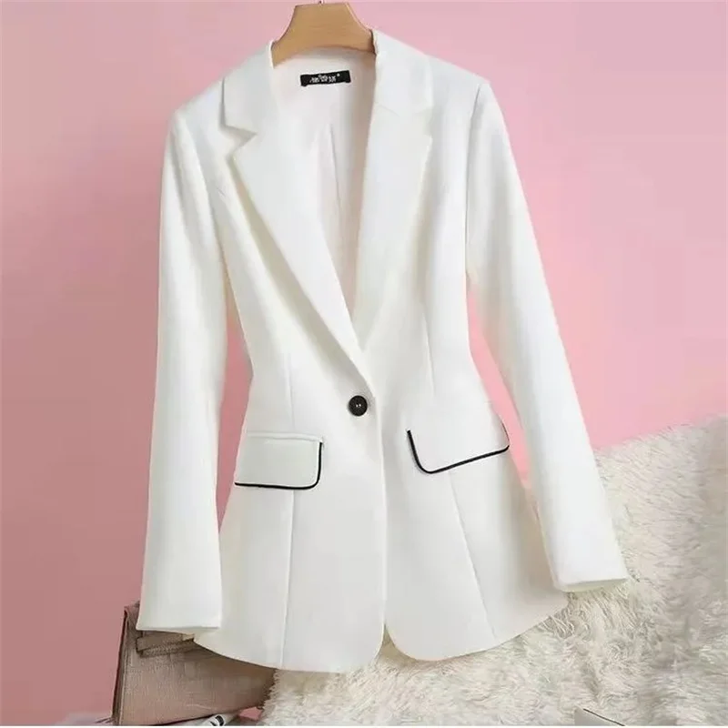 

2024 Autumn Spring Basic Blazer Woman Suit Jacket Clothes Button Fashion Solid Slim Jacket Female New Arrival Coats Overwear