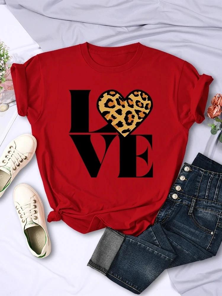 Vintage Leopard Love Forever T Shirt Fashion Casual Short Sleeve Hip Hop Cool Clothes Breathable Oversize Tshirt Female
