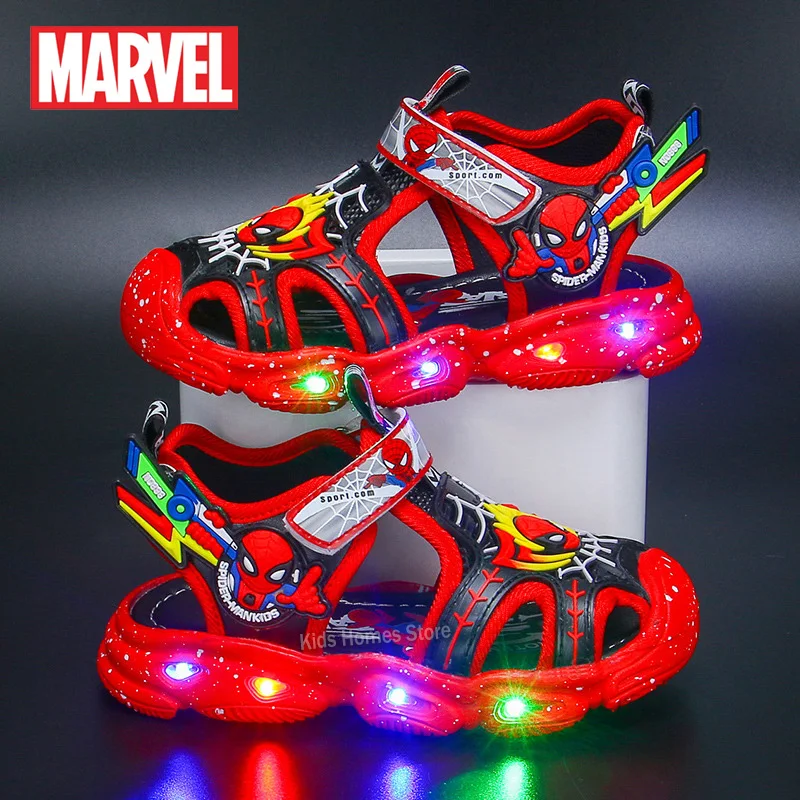 Disney sandalias de Spiderman para niños, zapatos antideslizantes, suaves y ligeros, talla Europea 22-37