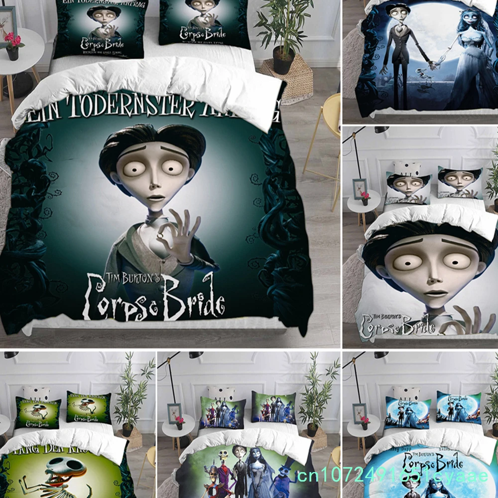 Anime Tim Burton's Corpse Bride Bedding Sets Comforter Quilt Bed Cover Duvet Cover Pillow Case 2-3 Pieces Sets Kids Adult Size
