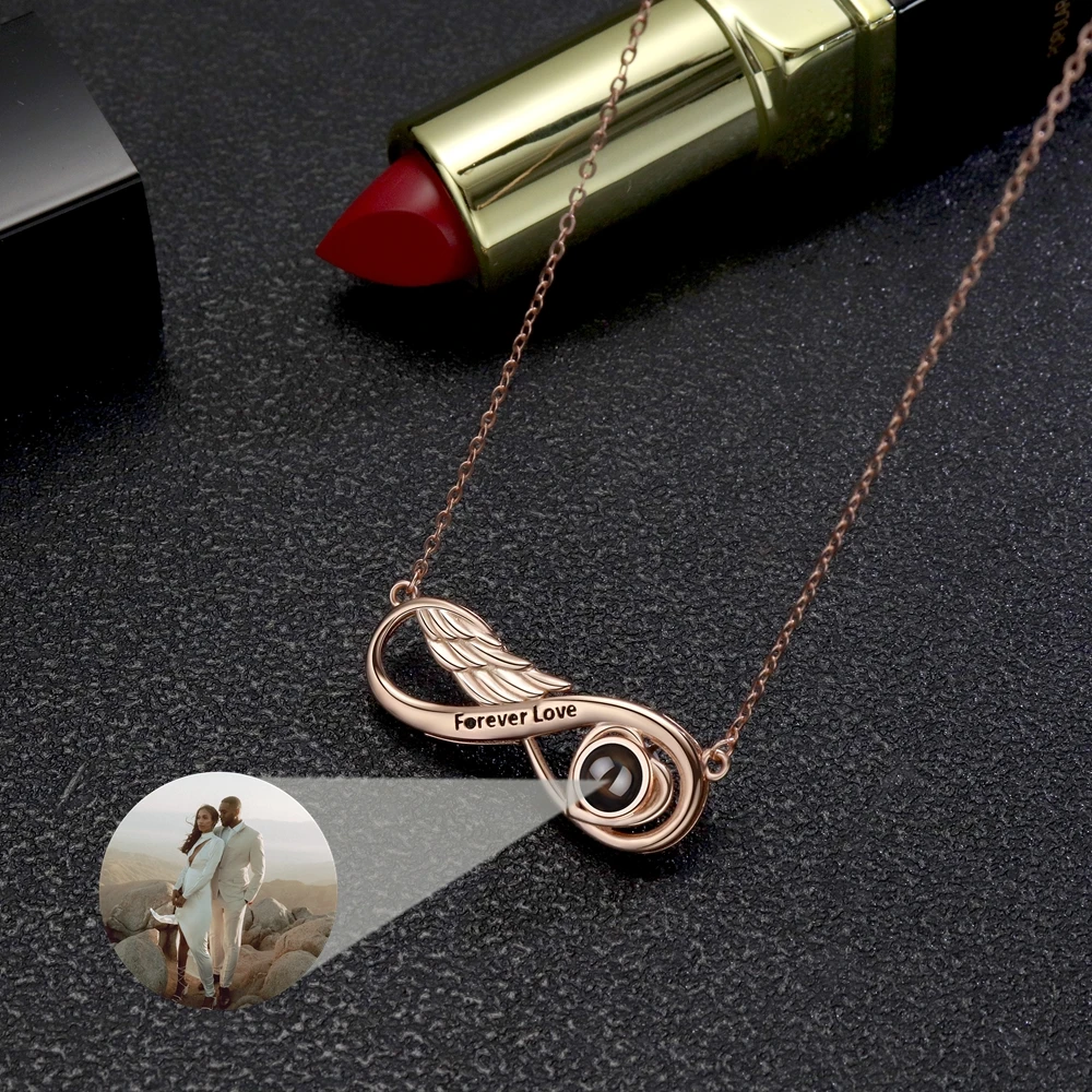 أجنحة القلب قلادة صورة مخصصة قلادة للنساء الإسقاط صور 925 سلسلة هدية الأزياء والمجوهرات