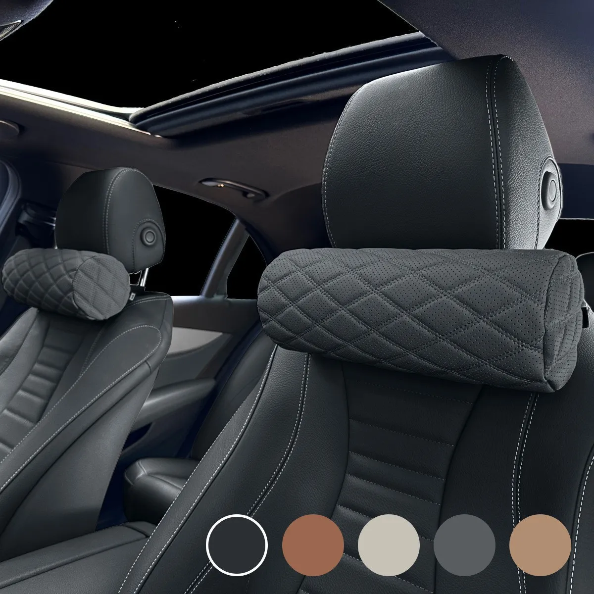 

1pcs Korean Car Headrests Four Seasons Universal Cylindrical Headrests Double-line Classic Car Protection Headrest Memory Cotton