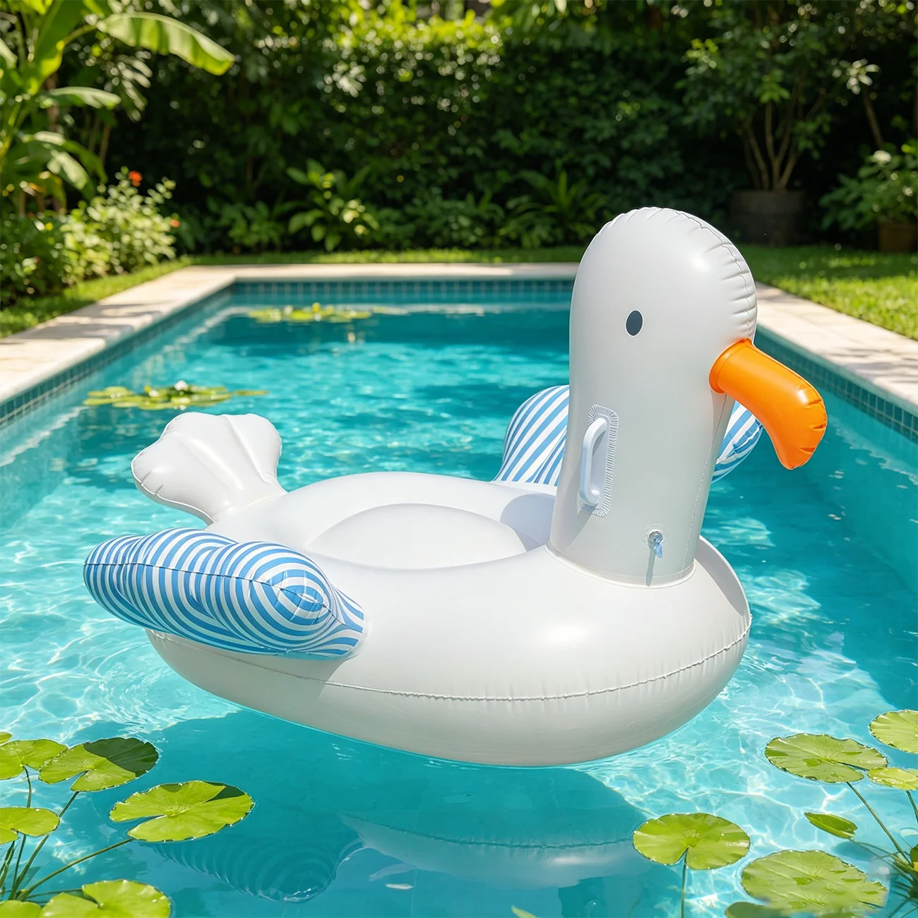 

1PC White Duck Inflatable Pool Float, Adult Swim Ring Animal Floating Seat, Summer Beach Water Toy Vacation Pool Party Lounger