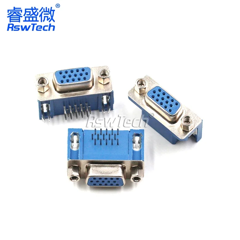 5 Pieces VGA Interface 3.08 DB15 HDR15 DR15 Female 3.08 Curved Pin Three Rows Connector